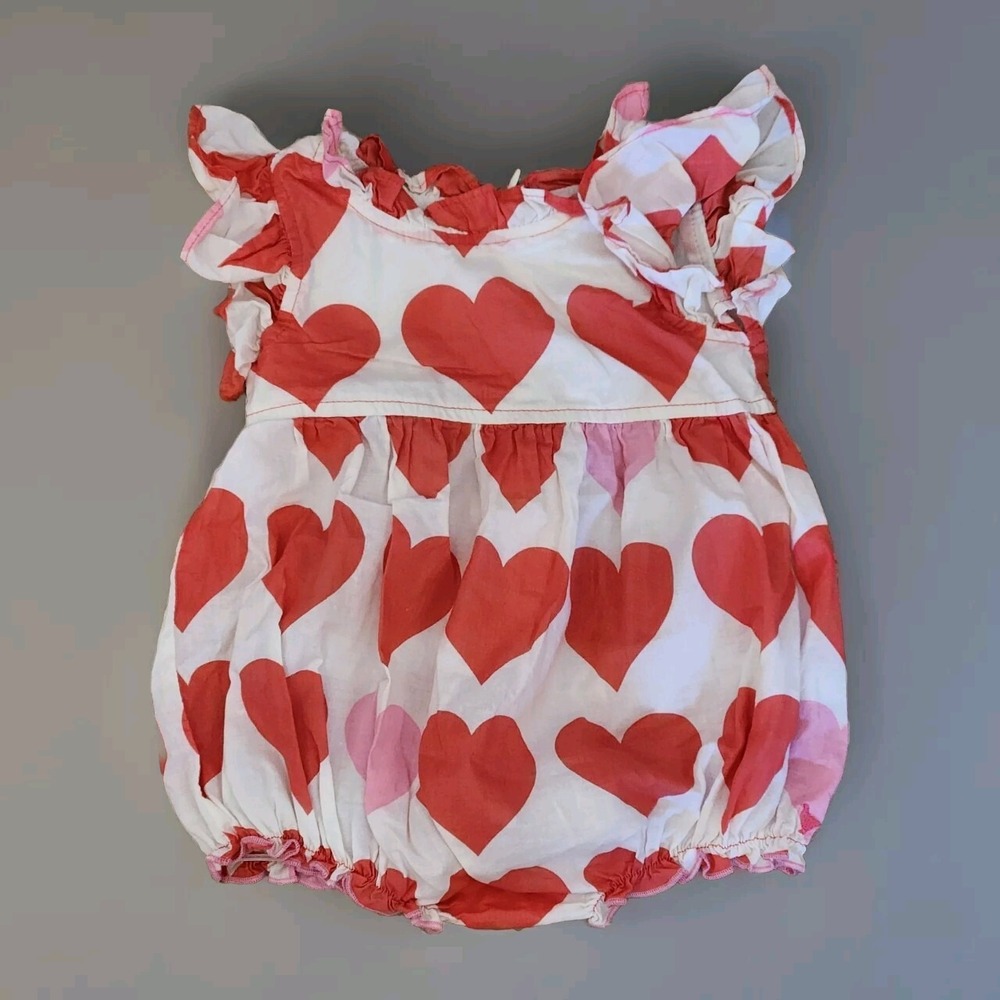 Baby Girls' Jennifer Bubble Hearts Love Red Pink Size 3-6months Valentines Ruffl